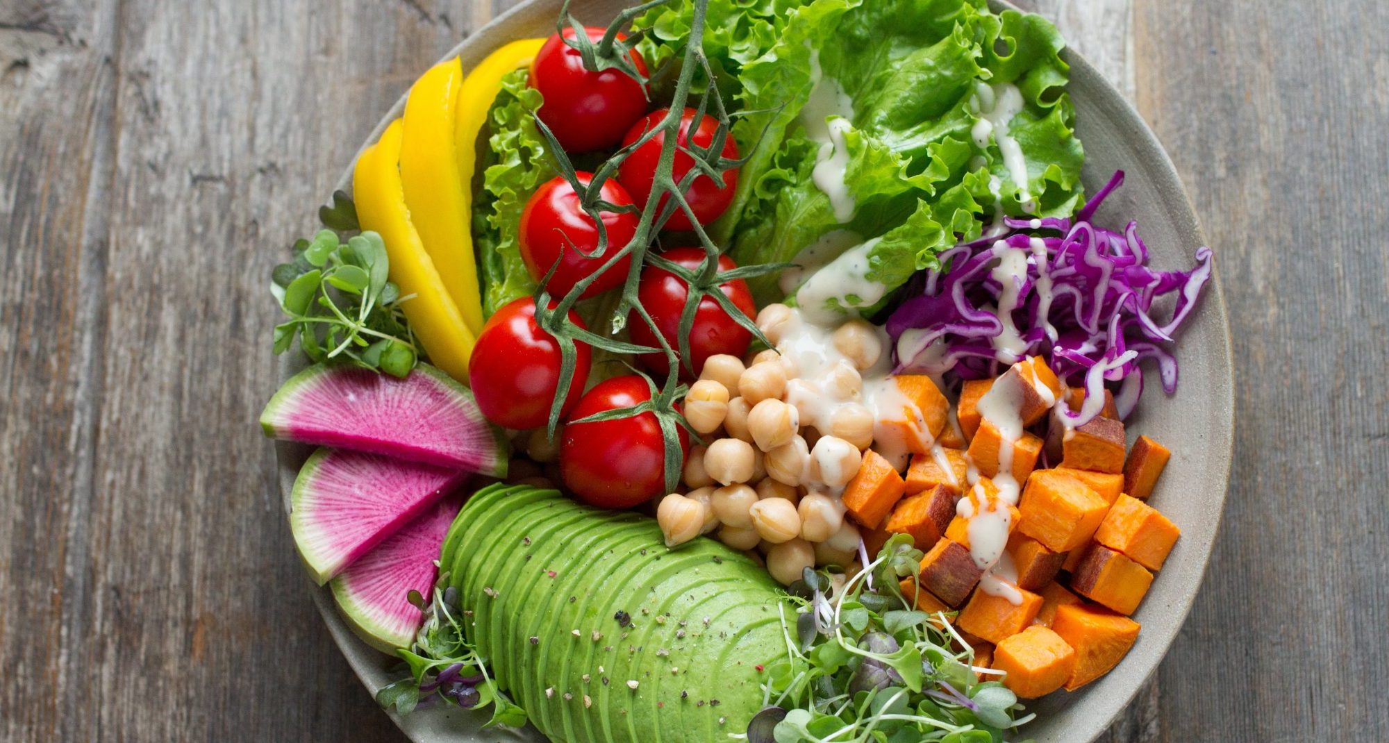 fresh vegetables and fruit plate